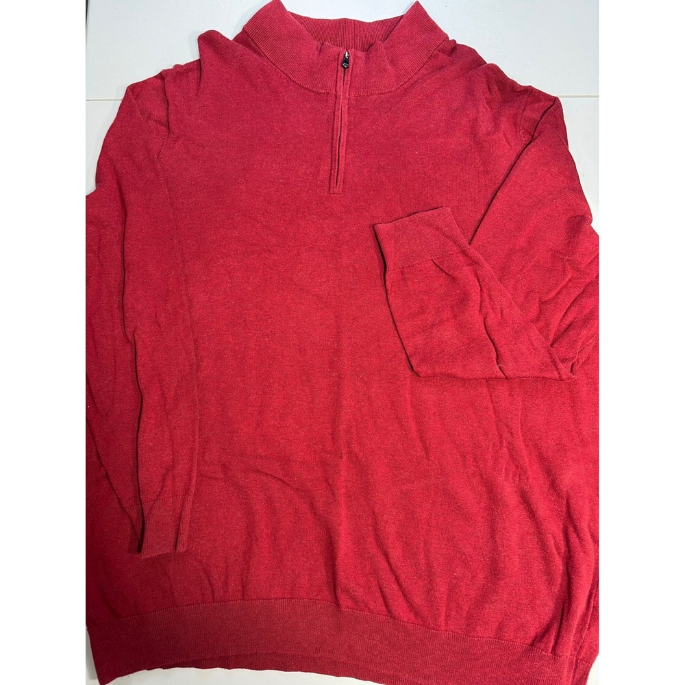 HB Mens 3XLT Red Quarter Zip Mock Neck Knit Pullover Sweater Long Sleeve